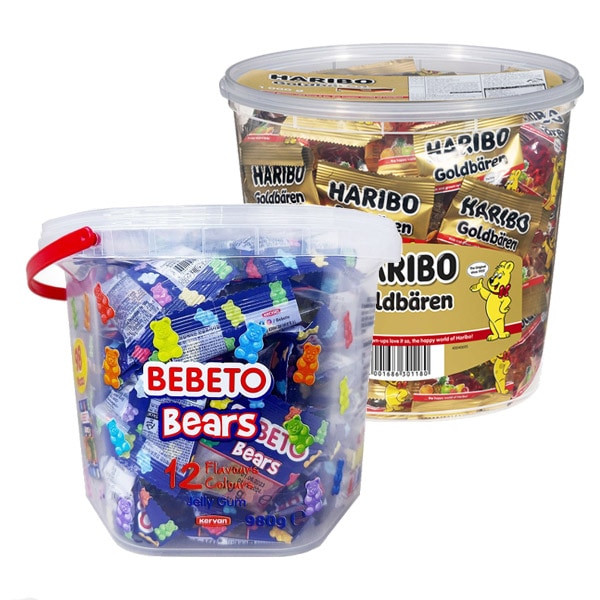 ハリボー ゴールド ベレン バケット 1000g+ベベット ミニベア ゼリー 980g（計2個）