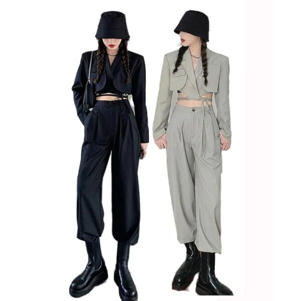 ショート丈ジャケット　パンツ セットアップ 上下セット　ダンス 衣装 ヒップホップ コスチューム 韓