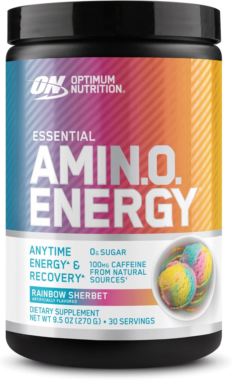 Optimum Nutrition New Flavor Amino Energy - Pre Workout Rainbow Sherbet, 30 Servings