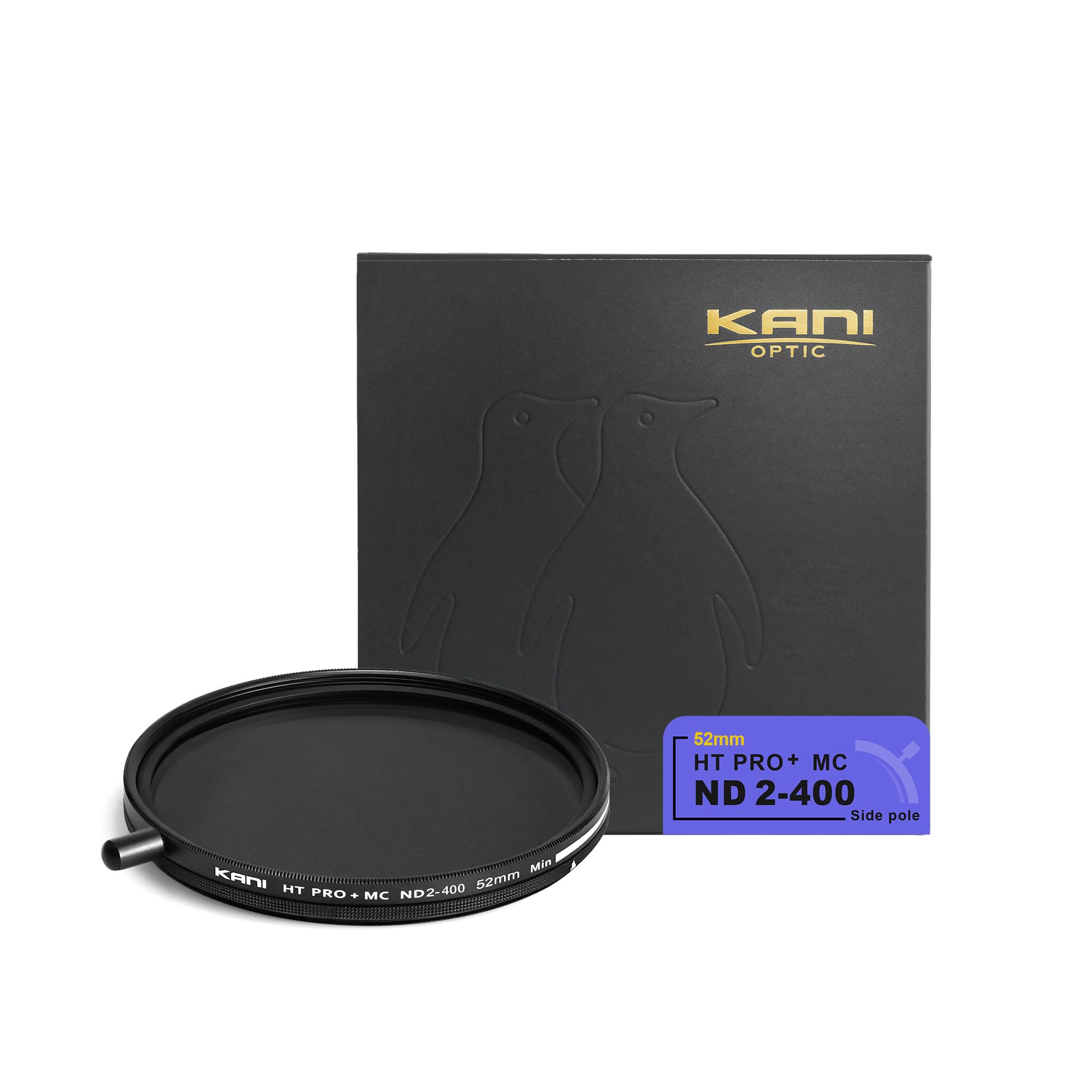KANI 52mm 可変NDフィルター HT PRO+ MC ND2-400 減光効果最大8 2/3絞り分 着脱式調整用ノブ付 高濃度時X状ムラ抑制 低反射 撥水 撥油 防汚 ナノコーティング 809