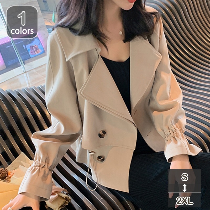 ジャケット トレンチコート ショート丈 レディース アウター 女の子 30代 40代 50代 アウター ベーシック 無地 大人 通勤 きれいめ シンプル お出かけ 秋 秋服 大人 カジュアル 体型カバ