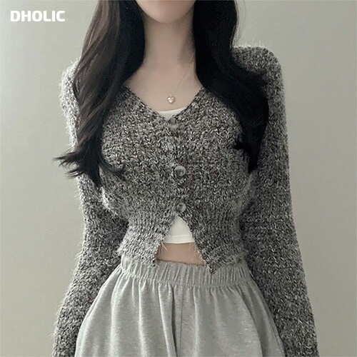 Vネッククロップドカーディガン