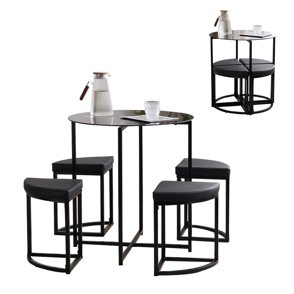 ダイニングテーブルセット チェア4脚+ガラストップテーブル