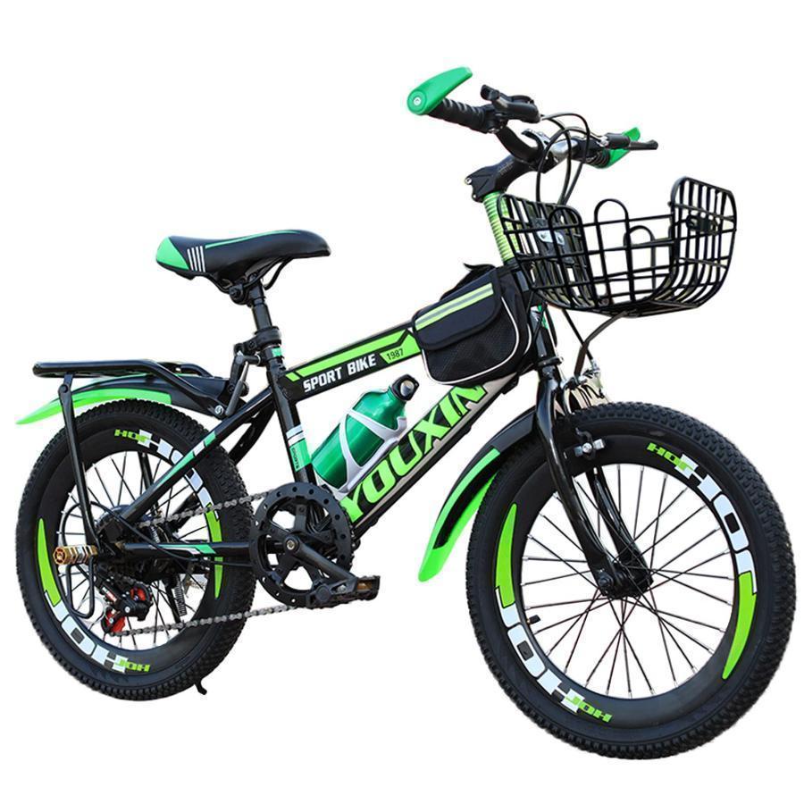 子供用自転車調節可能なシート 18/20/22/24 インチ 男の子女の子 キッズバイクスポーツ カゴ付き 付きキック スタンド ハンド ブレーキ バスケット フェンダー