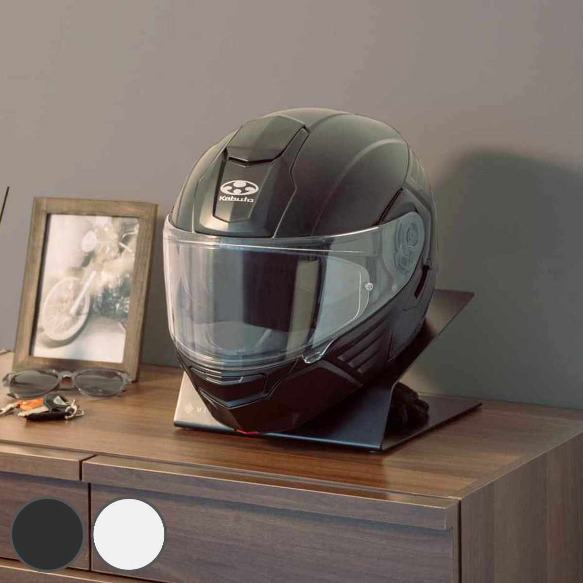 ヘルメットスタンド 幅24cm ディスプレイラック GALEA ディスプレイ ラック バイク ヘルメット 棚 収納 卓上 スタンド ブラック ホワイト 玄関 リビング 趣味 自転車 幅25