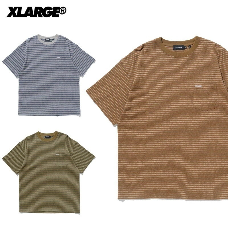 エクストララージ STANDARD LOGO S S STRIPE POCKET TEE 半袖 Tシャツ トップス カットソー