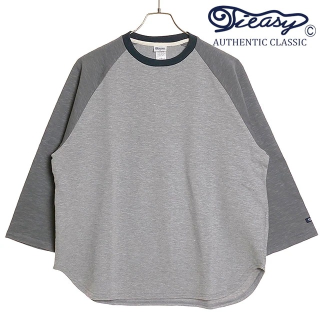 別注 メンズ HDCS ラグラン 3/4 クルーネックTシャツ [te001CR34-SP] トップス カットソー 7分丈 日本製 オーガニックコットン MIX-GREY/DEAN-GREY