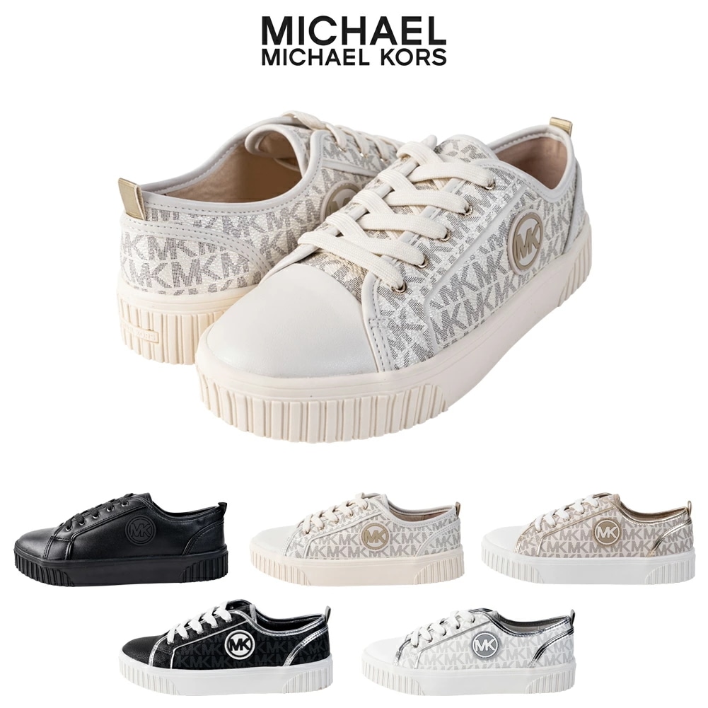マイケルコース スニーカー Summer Aline 厚底歩きやすい 合成皮革 ホワイト ブラック モノグラム柄 全5色 ローカット 22.0cm23.5cm シンプル キレイめ mk100