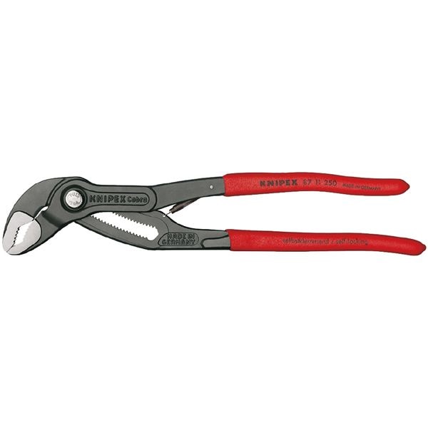 KNIPEX クニペックス コブラ マチック ウォーターポンププライヤー 滑り止めプラスチックコーティング サイズ48x14x250mm パック入 8711-250SB