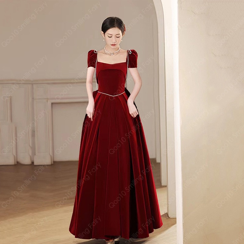 【最安値挑戦】 【期間限定】ワインレッドベルベットの敬酒服2023新型秋冬長袖婚約結婚タキシード-38