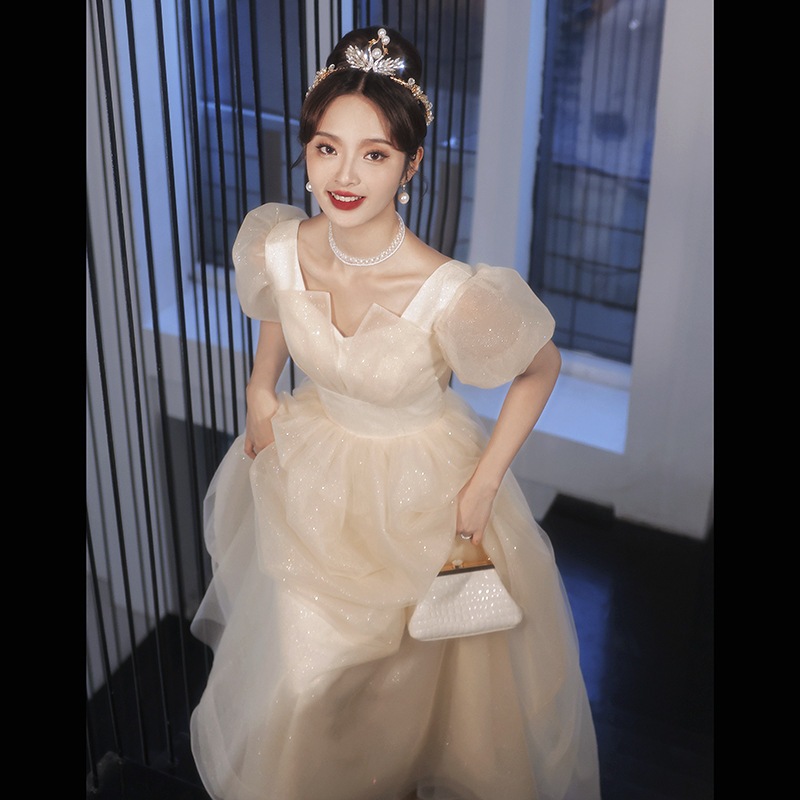 ドレスドレス/シャンパンバンケットイブニングドレス女性2023新作春スリムドレス声楽芸術試験司会者ドレスカスタマイズされた支払い支払い後の返金または交換不可