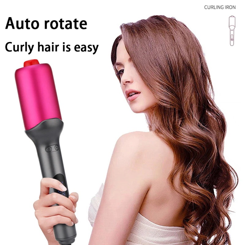 両用ヘアアイロン 回転式自動巻き セラミックカーラー 高速加熱 16スピード LEDディスプレイ付き温度調整