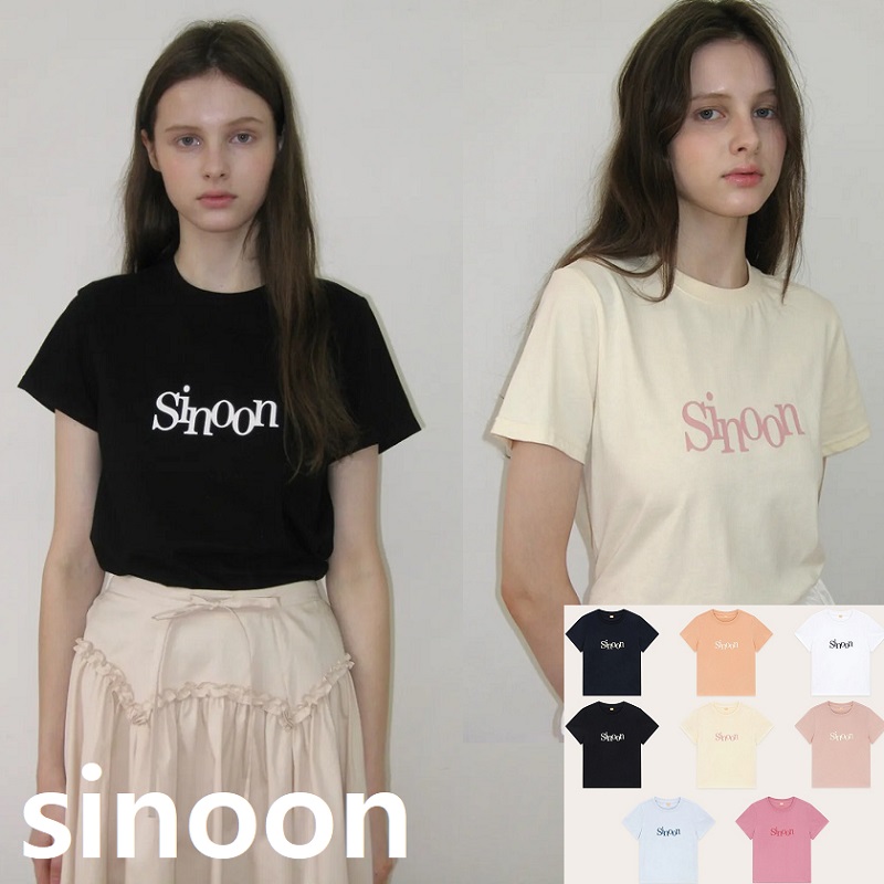 Signature Logo T-Shirts 8Color 韓国人気 レディース クロップ丈 シンプル ストリート カジュアル おしゃれ トレンド半袖トップス