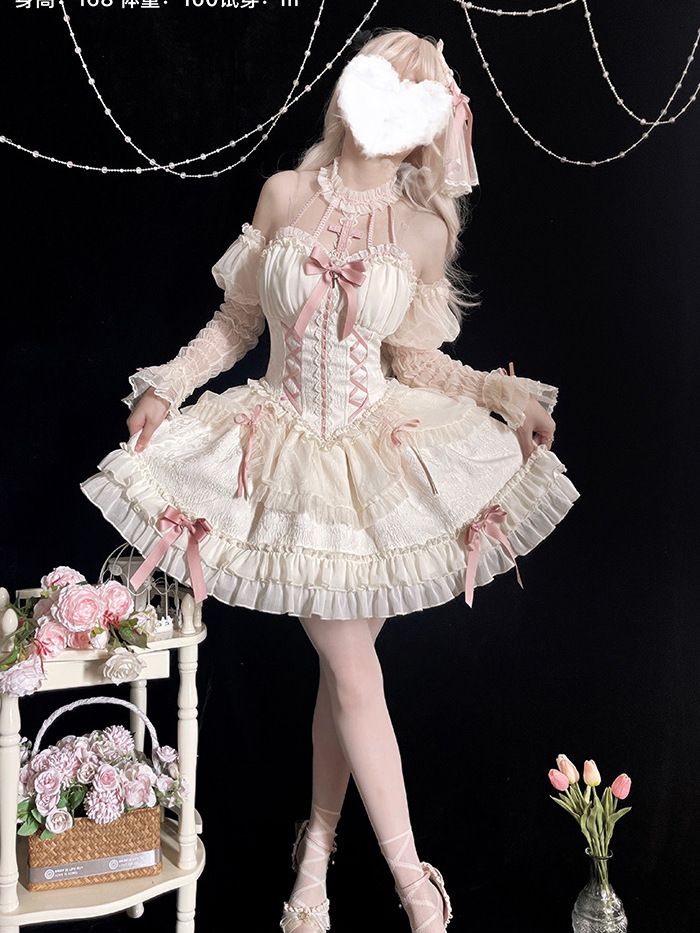 コスプレ ロリータ 現品 ロリータクロス姫バレエスカートdollロリータネック ワンピース ドレス 花嫁 茶会