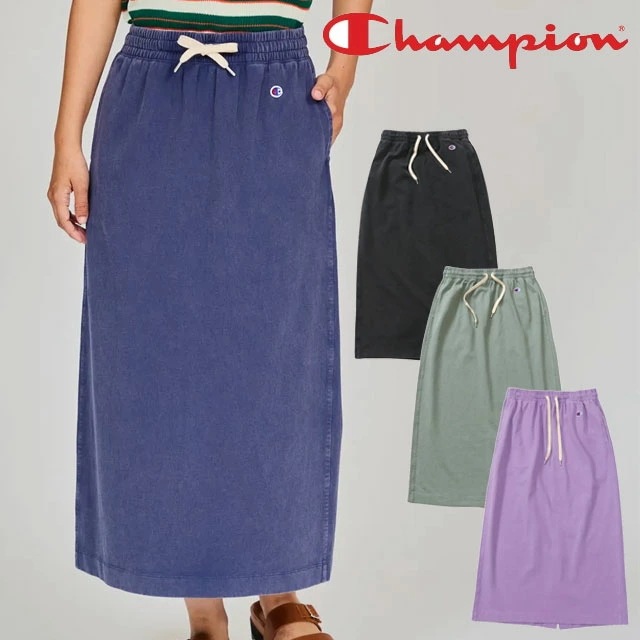 チャンピオン レディース ロングスカート マキシ丈スカート カジュアル アパレル コットン100％ ウェア CW-B209 055 オフブラック 337 スレイトブルー 035 アッシュグレー 8LL 6,149円