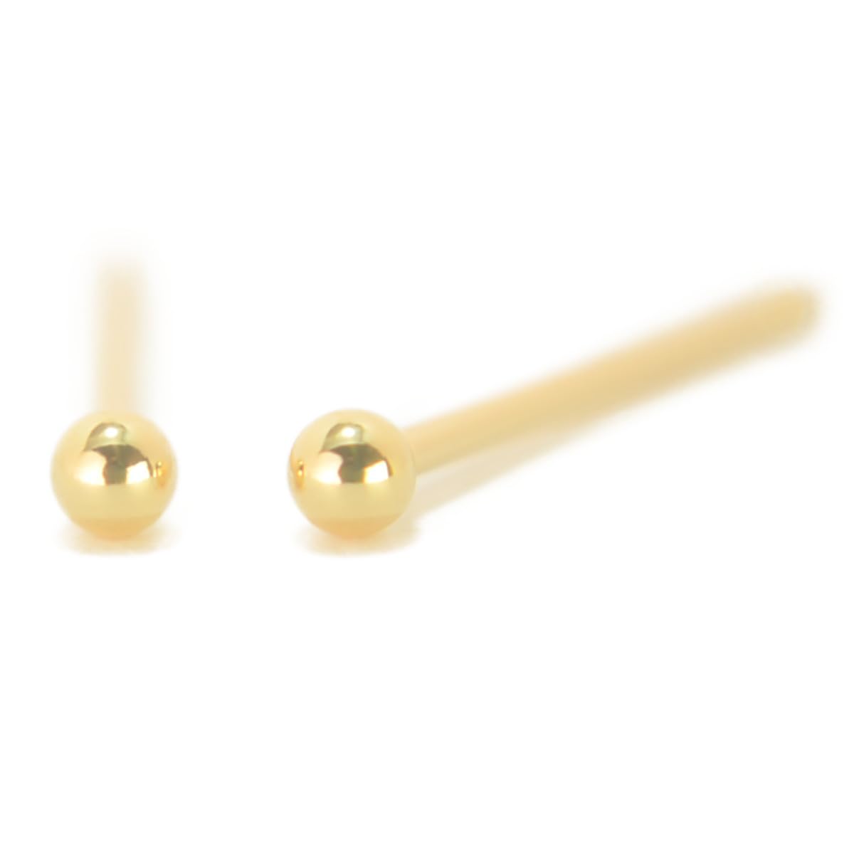 【18金ピアス】 セカンドピアス 18金 軸太 K18イエローゴールド丸玉 2mm 芯幅太長めタイプ 太さ0.8mm長さ12mm 1ペア両耳販売 レディース ボール 小ぶり 日本製 幅太 福耳 シンプ