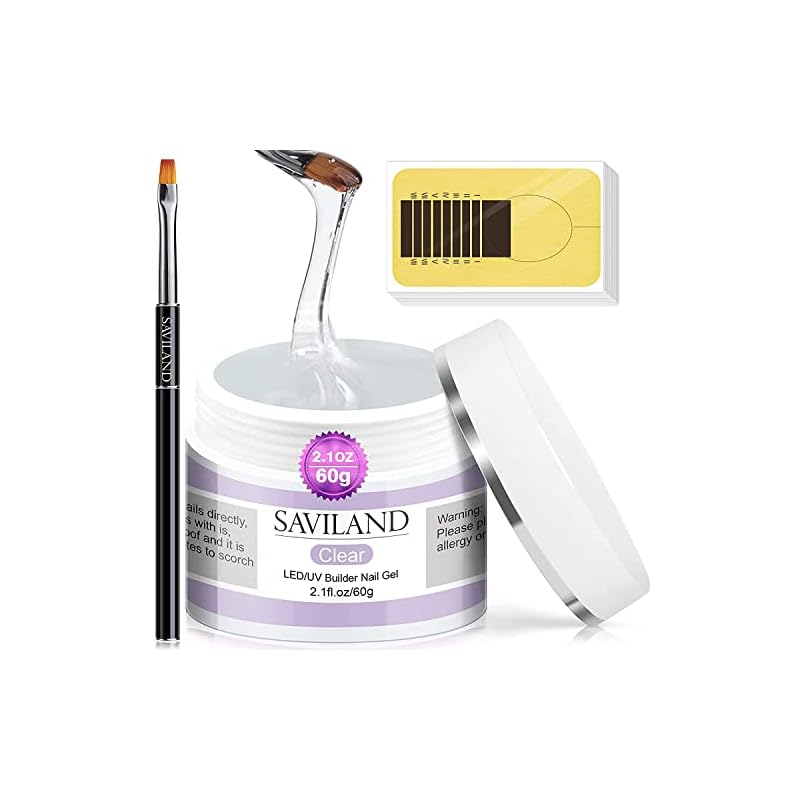 Saviland クリアジェル 60g ビルダージェル ネイルリペア用品 ネイル補強 長さだジェル ネイルリペア UV/LEDライト対応 初心者用 (クリア)