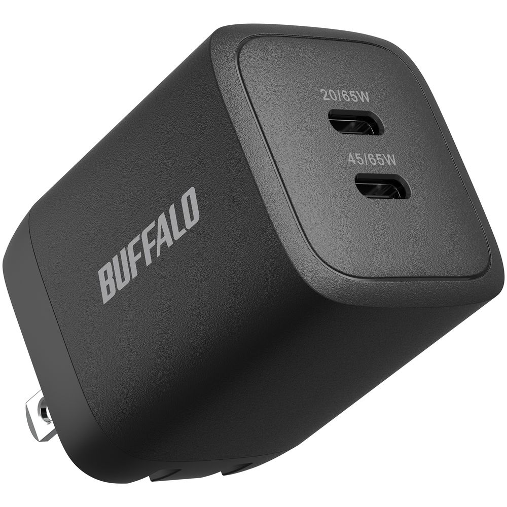 バッファロー BSACPD6500C2BK PD65W対応 AC充電器 C×2ポート （ブラック） BSACPD6500C2BK