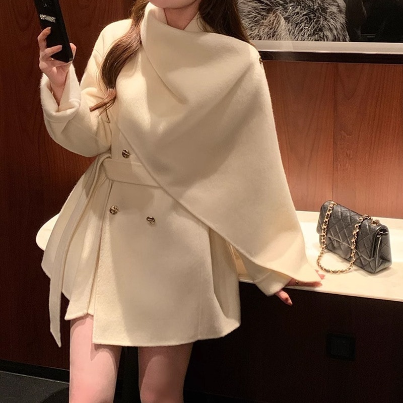 アウターファー毛皮アウター新作ストールマフラーマントリバーシブルウールコート女韓系令嬢雰囲気感ファーコート 4,961円