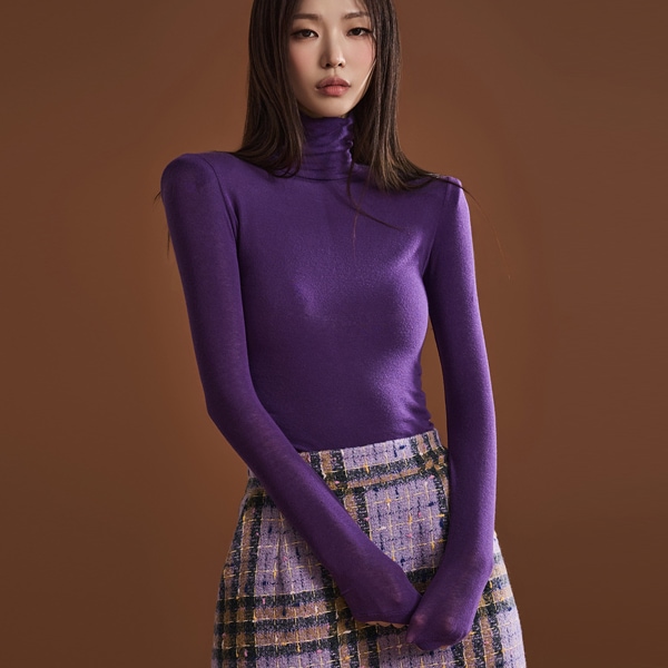 E2817 ハイネック ショルダーパッド トップ