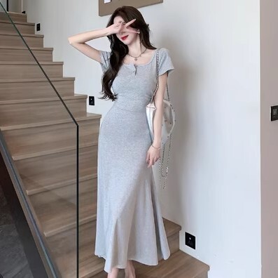 ワンピース ワンピドレス ロング丈 Aライン フィッシュテール かわいい 大人可愛い きれいめ カジュアル 大人 上品 おしゃれ お洒落 かっこいい 大人女子 ラブリー ガーリー 個性的 クール