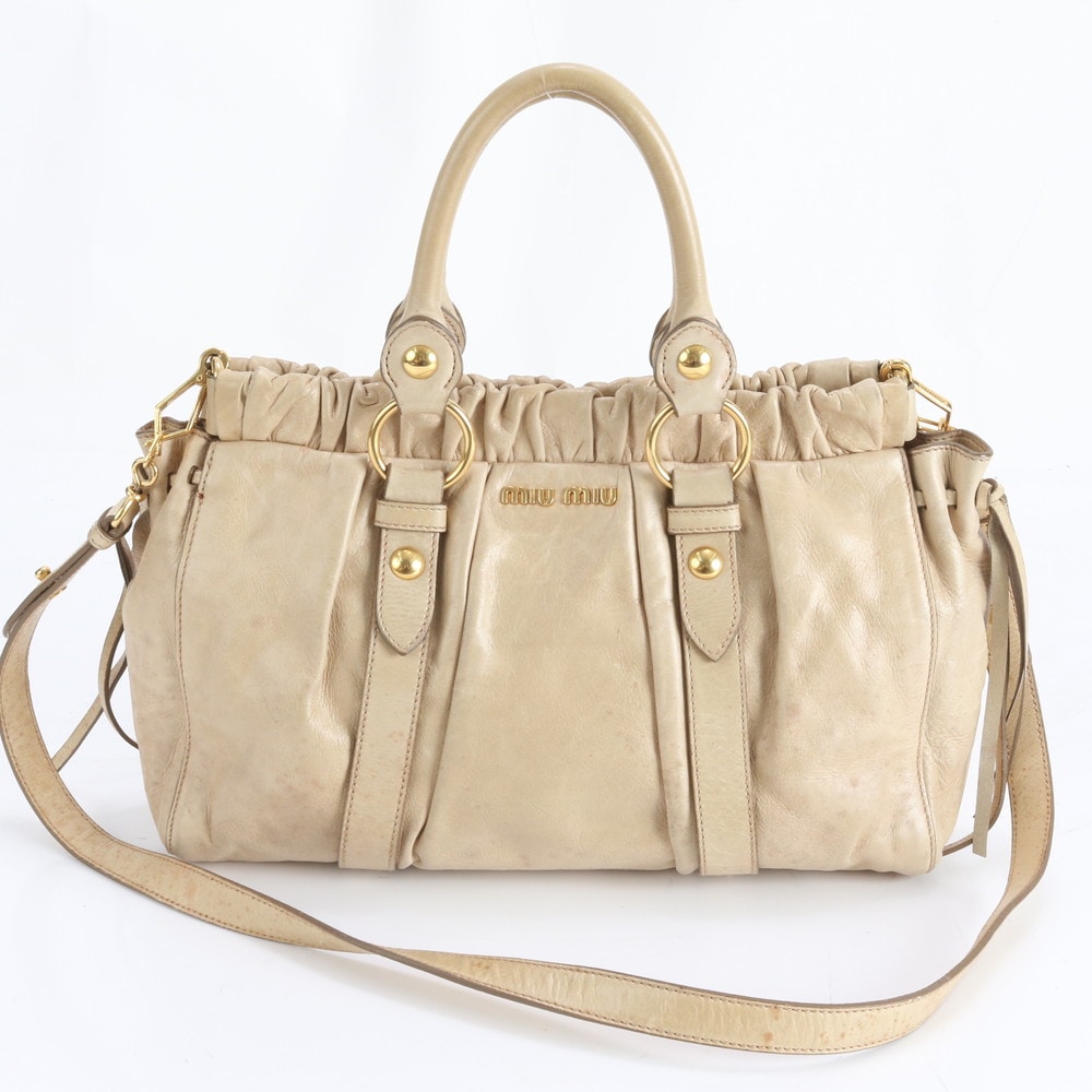 ベージュ レザー 2WAY ショルダーバッグ 斜め掛け ハンド トート 本革 レディース RWM DN27-1 中古