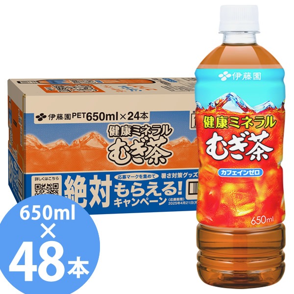 伊藤園 健康ミネラルむぎ茶 650mlPET×48本 (24本×2ケース) (送料無料) 麦茶 ペットボトル 増量 お茶