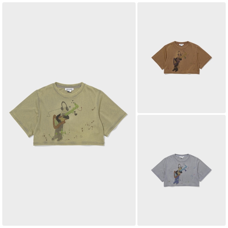 【LOW CLASSIC】 [UOU CUTE X LOW CLASSIC] 25FW WASHED ROCKSTAR CAT T-SHIRT : 3COLORS