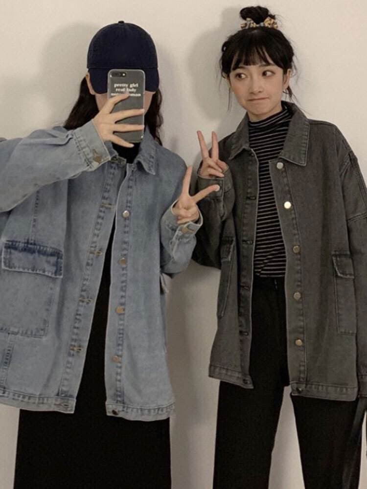 レディース ルーズ デニム アウター ジャケット Gジャン オーバー サイズ 長袖 萌袖 襟付き 前開きシンプル カジュアル 大人 可愛い こなれ感 ラフ 洗える メンズライク ボーイッシュ 秋 冬