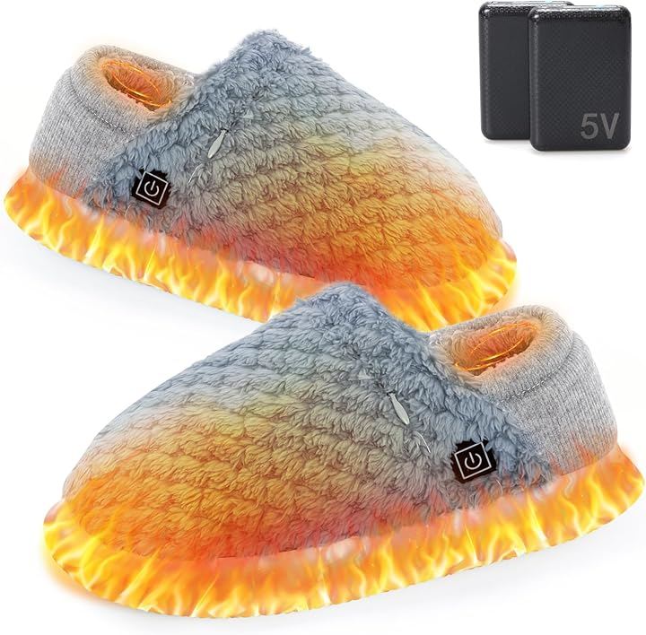 電気スリッパ コードレス 10秒速暖 フットウォーマー 足温器 充電式 電熱スリッパ 歩ける 足元ヒーター 日本製ヒーター 3段階温度調節 (ブルーグレー, M(22.5～25cm))