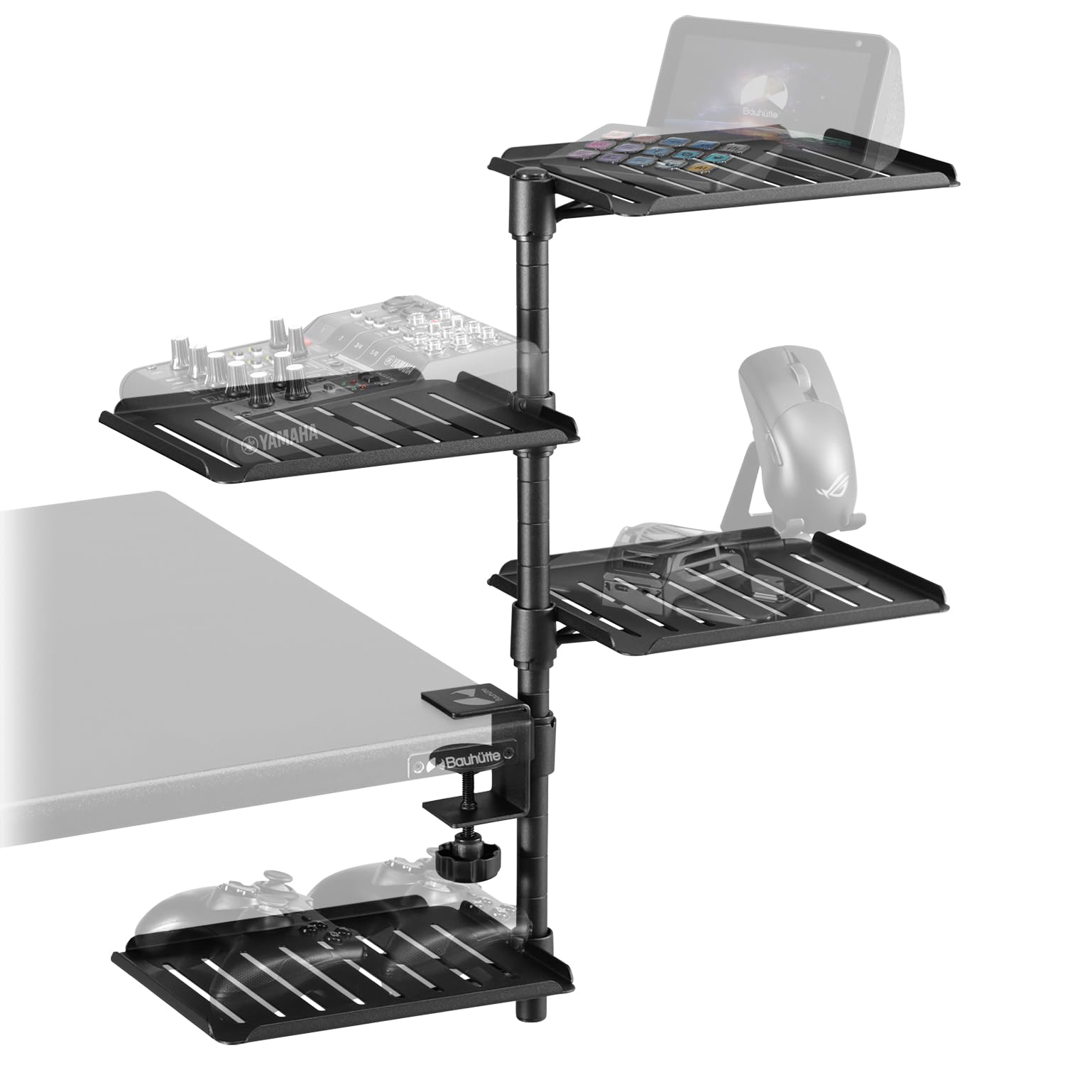 バウヒュッテ) オーディオインターフェース スタンド ラージ BHP-A230-BK デスク下 オーディオミキサー コントローラー 収納 後付け 24027