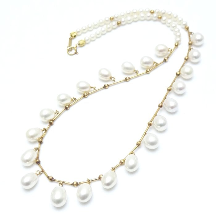 パール ネックレス 真珠 42.5cm K18YG イエローゴールド/75313【中古】