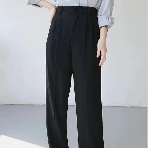 レディース パンツ ロングパンツ ワイドパンツ アンクル丈 ストレート Iライン フォーマル ウエストマーク ファスナー ポケット ハイウエスト 大人可愛い きれいめ シンプル 上品 おしゃれ