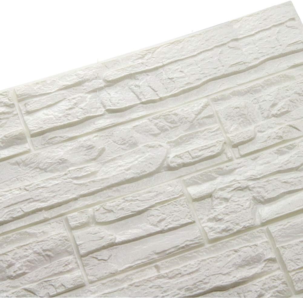立体不規則なタイルシール 壁用自己粘着シート 防水防音断熱 60×60cm ホワイト 12枚入