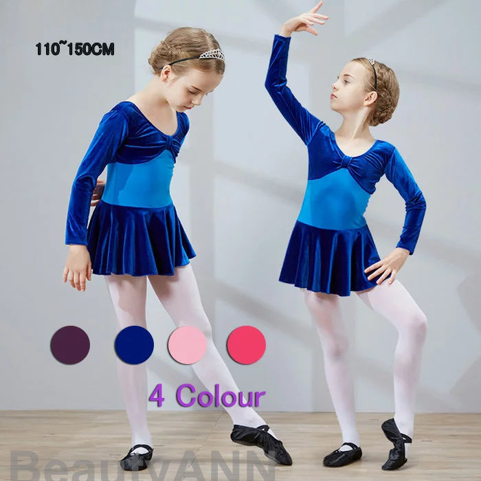 バレエレオタード ワンピース オールインワン 子供服 女の子 子供レオタード キッズウェア キッズ用 体操 練習服 レッスン着 ステージ衣装 カジュアル 可愛い 上品 お洒落 ワンピース 秋冬 長袖