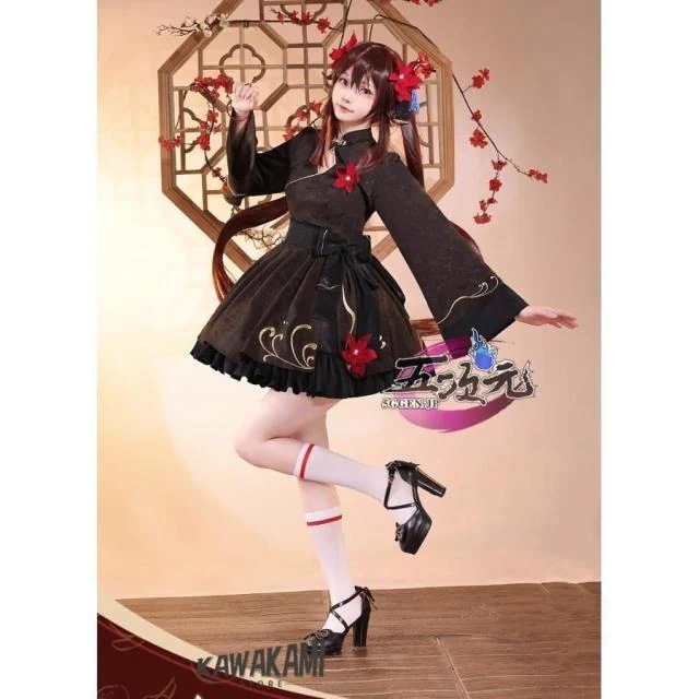 三分妄想　原神　コスプレ　胡桃　フータオ　暗香疏影　同人衣装　中華ロリィタ　改良チャイナドレス　ウィッグ　靴　武器　追加可
