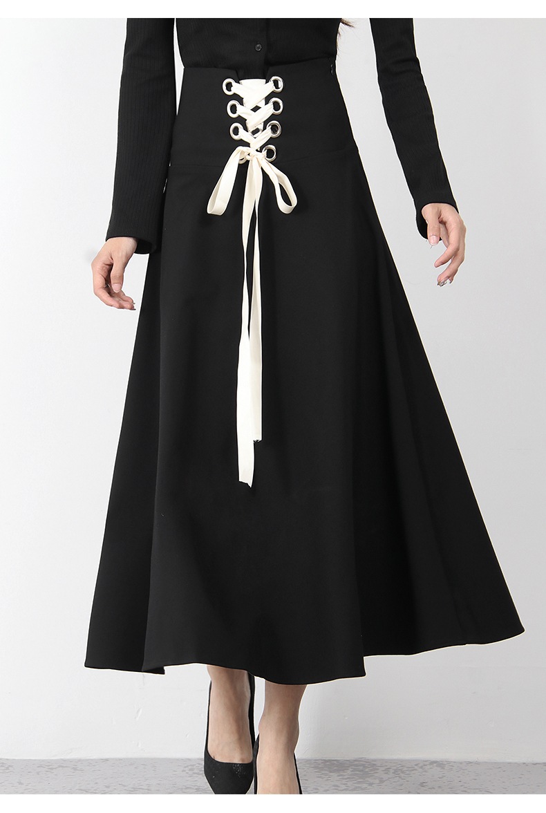 レースアップスカート フロントレースアップスカート 綺麗めスカート フレアスカート Aラインスカート スカート ミドルスカート. レディース ブラックスカート 可愛い 上品 デートコーデ.