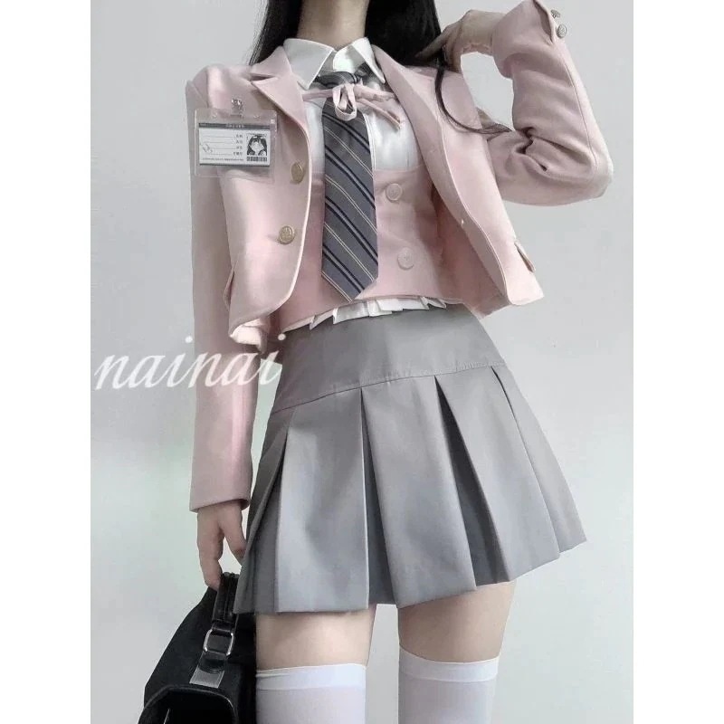 最旬トレンド！最时令流行趋势！JK制服セット レディース 春 新作 スーツジャケット+シャツ+ベスト+スカート