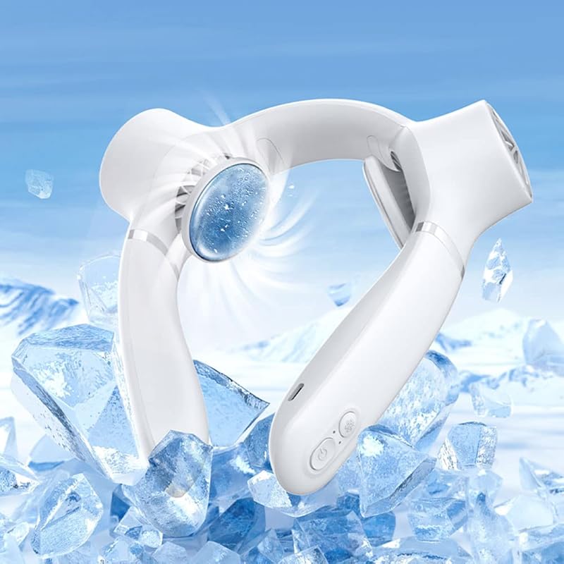 即納：【LaFuture】360度送風！W冷却ファン付ネッククーラー ペルチェ式冷却と送風で速攻ひんやり 首掛け扇風機 バッテリー搭載でコードレス ネックファン 首掛けファン (クラスホワイト)