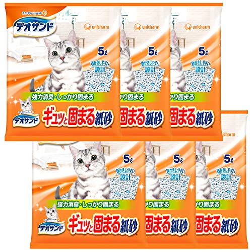 【まとめ買い】 猫用 サンド ギュッと固まる 紙砂 30L(5L×6) おしっこ ペット用品 ユニチャーム