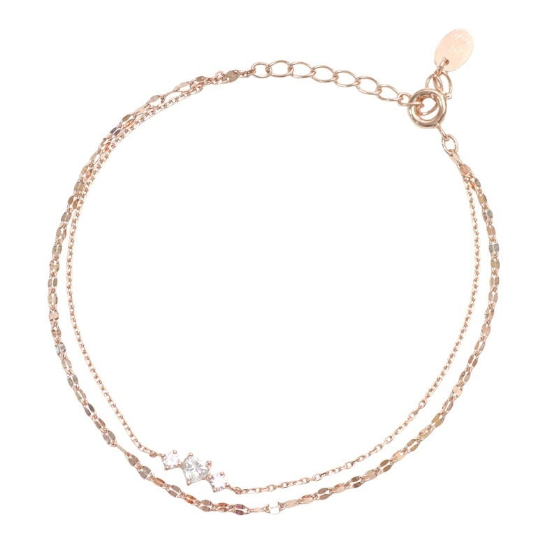 リボン済＆紙袋 4c ブレスレット 正規品 レディース 4度 2連ブレスレット ハートモチーフ シルバー 祝い 喜ばれるギフト