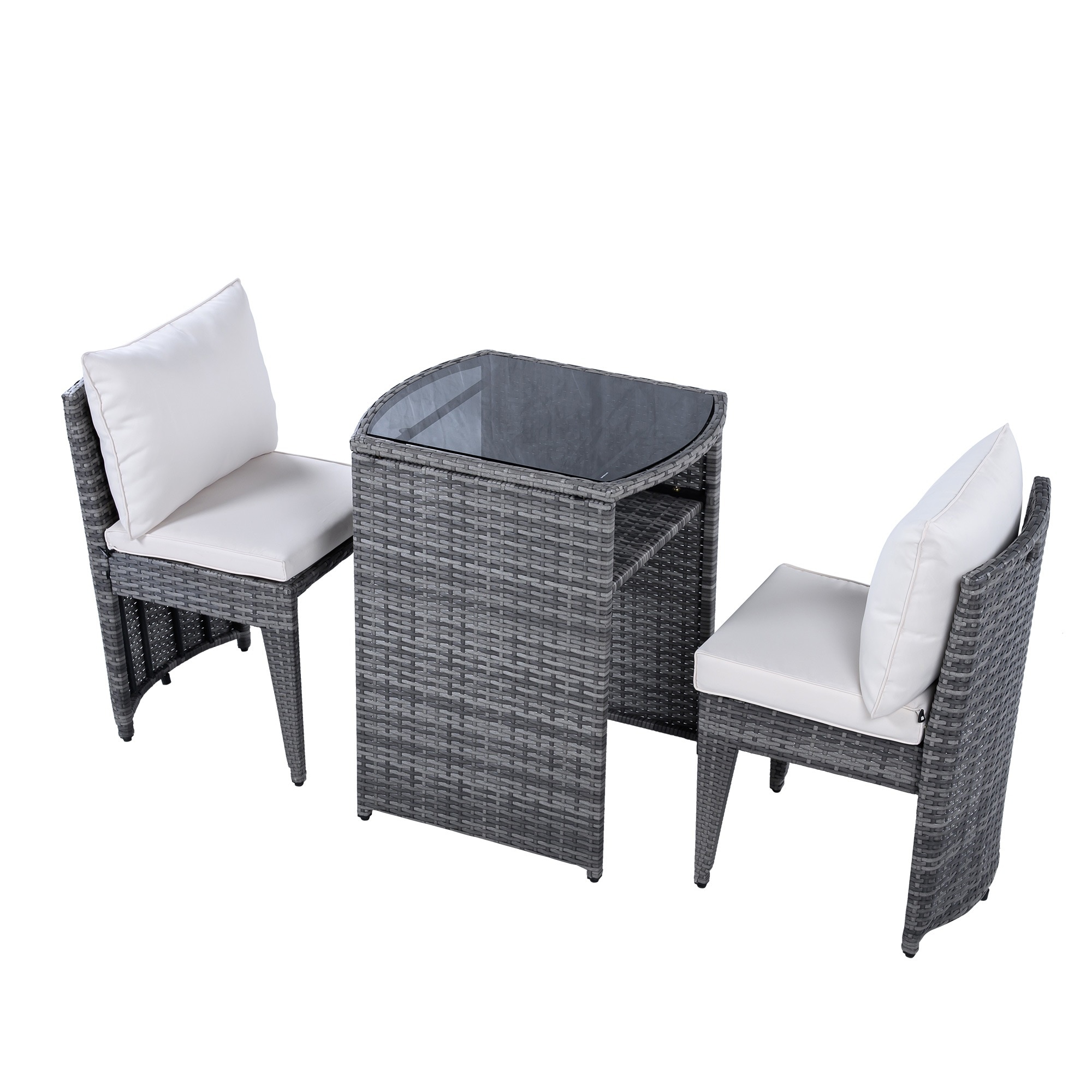 国内即発送!ガーデンファニチャーセット 3点セット ラタン調 コンバクト収納 ガーデンファニチャー ベランダテーブル ガーデンテーブル ガーデンチェアー テーブル 屋外家具 ガーデ