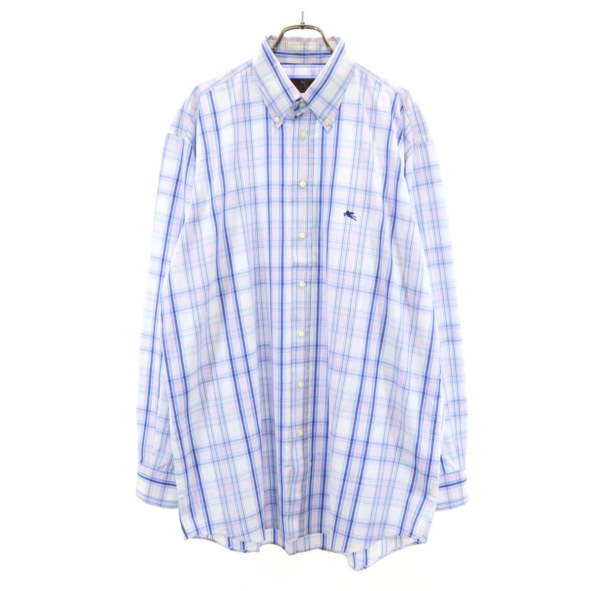 イタリア製 チェック柄 長袖 ボタンダウンシャツ 43 ホワイト 他 メンズ 古着