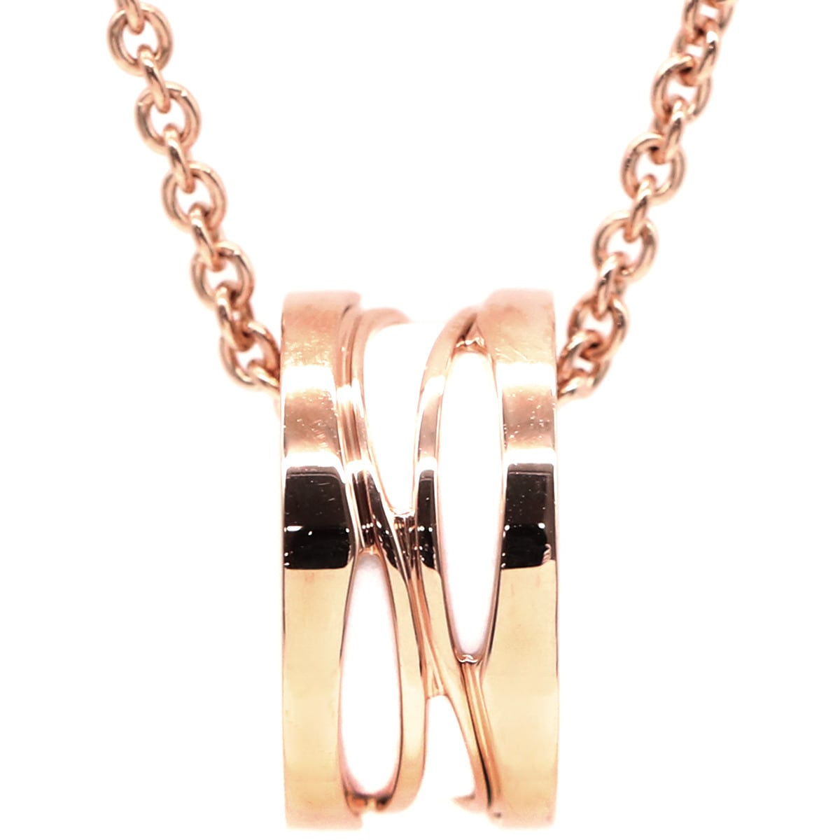 ブルガリ BVLGARI ネックレス ビーゼロワン レジェンド ネックレス K18PG セラミック ピンクゴールドXホワイト B-zero1 ペンダント 18K 750PG 白 【中古】