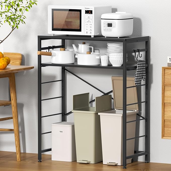 ゴミ箱上ラック 幅 80× 奥行 40× 高さ 100cm キッチンラック 5 段可動棚 レンジ炊飯器収納 オープンラック ブラック
