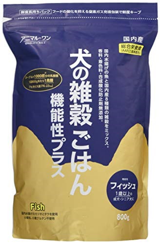 他サイト： アニマルワン ドッグフード 犬の雑穀ごはん 機能性フィッシュ フィッシュ 1歳以上の成犬シニア犬 800グラム (x 1)の商品画像