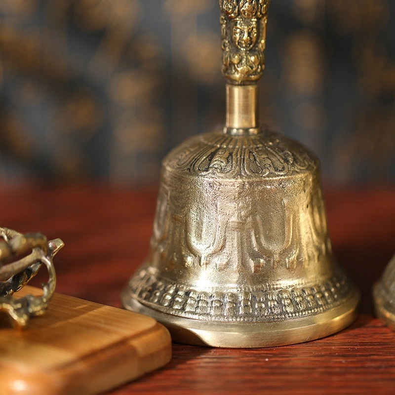 チべタンベル 魔除け 邪気除け 浄化 開運 ヒーリング 金剛鈴 五鈷鈴 五鈷杵 チベットベル ガンター バジュラセット 高さ約17ｃｍ 密教法具 仏具 法器
