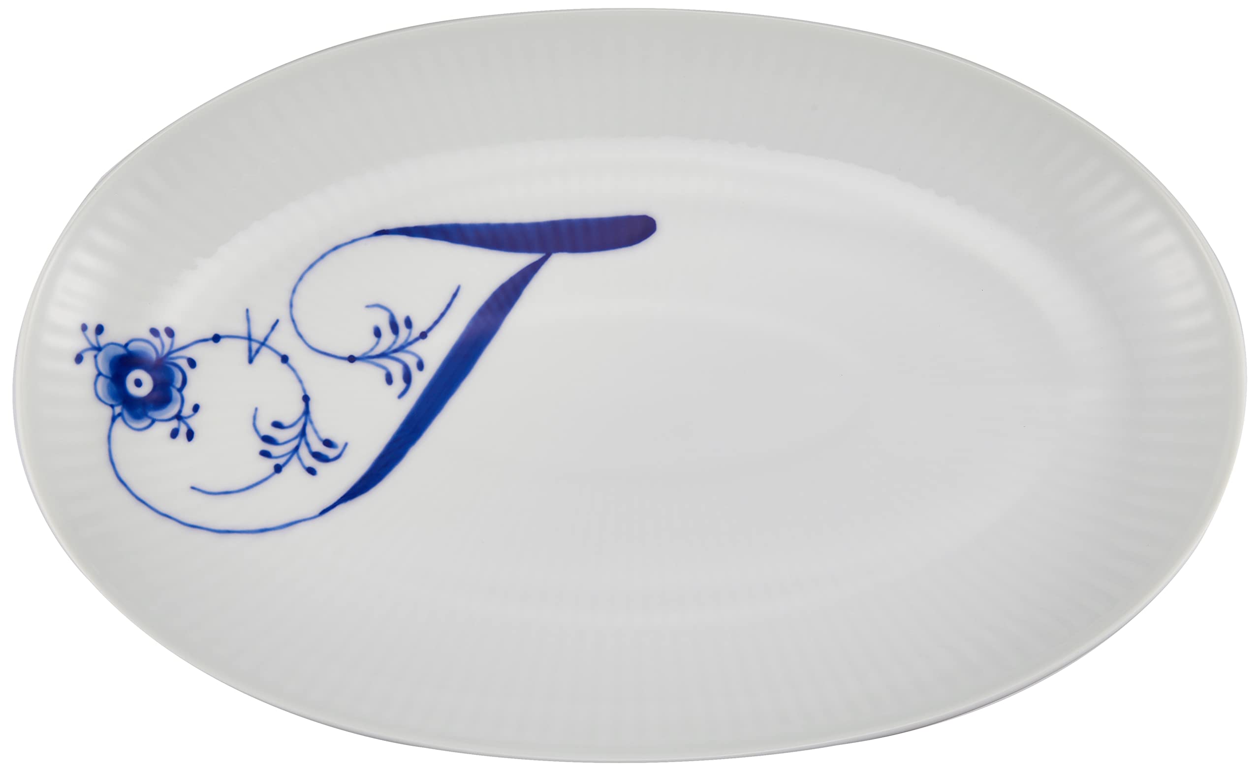 【正規輸入品】ロイヤルコペンハーゲン ブルーフルーテッド プレイン アルファベット プレート 皿 「T」 結婚祝い プレゼント 1028178