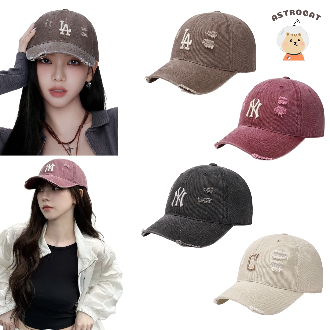 【aespaカリナ着用 アイドル着用】DAMAGE WASHING UNSTRUCTURE BALL CAP_4Types