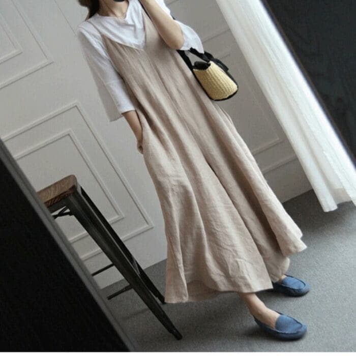 オールインワン オーバーオール レディース サロペット l パンツ 無地 ママ マタニティ ゆったり ゆる キュート ガーリー ルーズ 大きいサイズ フリーサイズ 綿 麻 リネン 大人可愛い 大